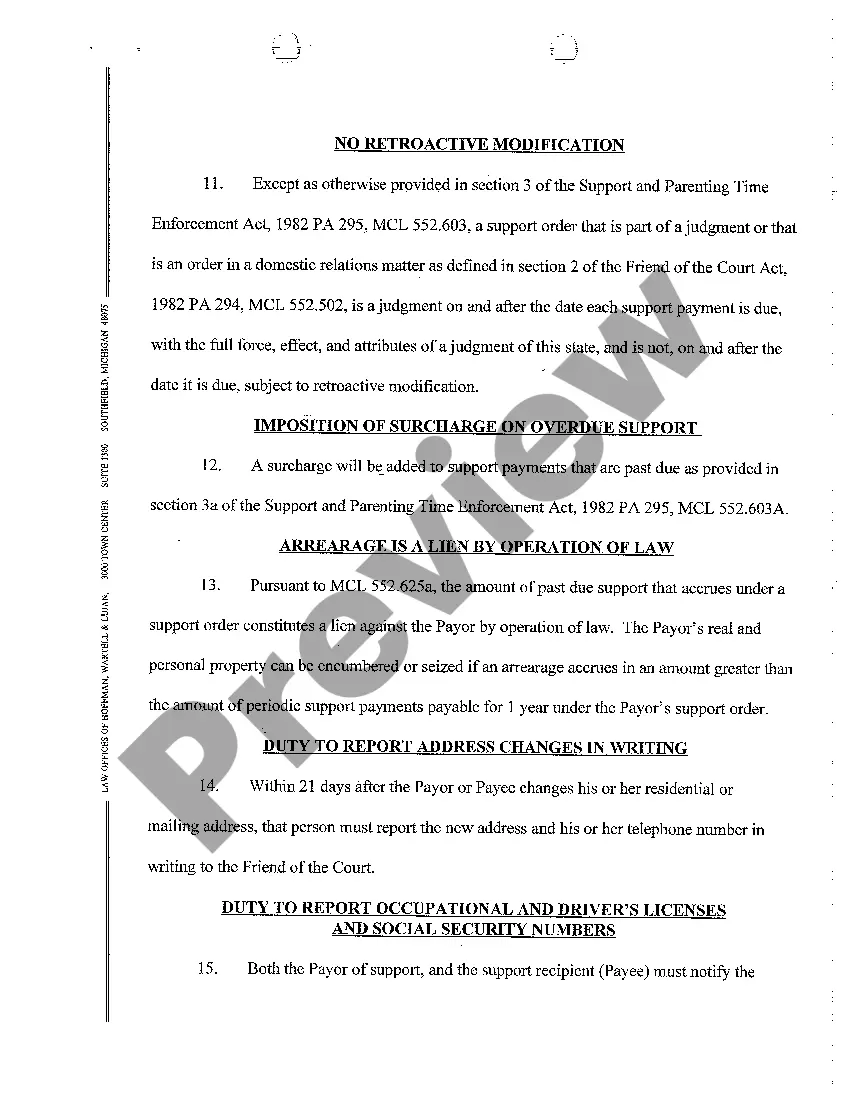 Get A04 Ex Parte Interim Order for Status Quo Regarding Child Custody, Child Support and Parenting Time Preview A04 Ex Parte Interim Order for Status Quo Regarding Child Custody, Child Support and Parenting Time