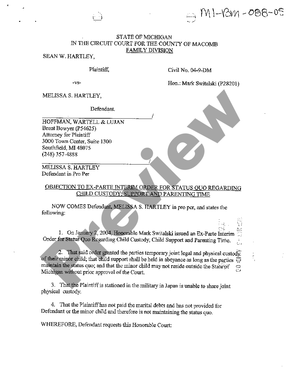 ann-arbor-michigan-objection-to-ex-parte-interim-order-for-status-quo