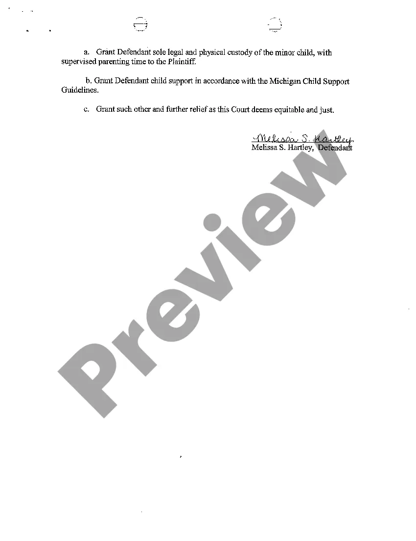 Preview A05 Objection to Ex Parte Interim Order for Status Quo Regarding Child Custody, Child Support and Parenting Time
