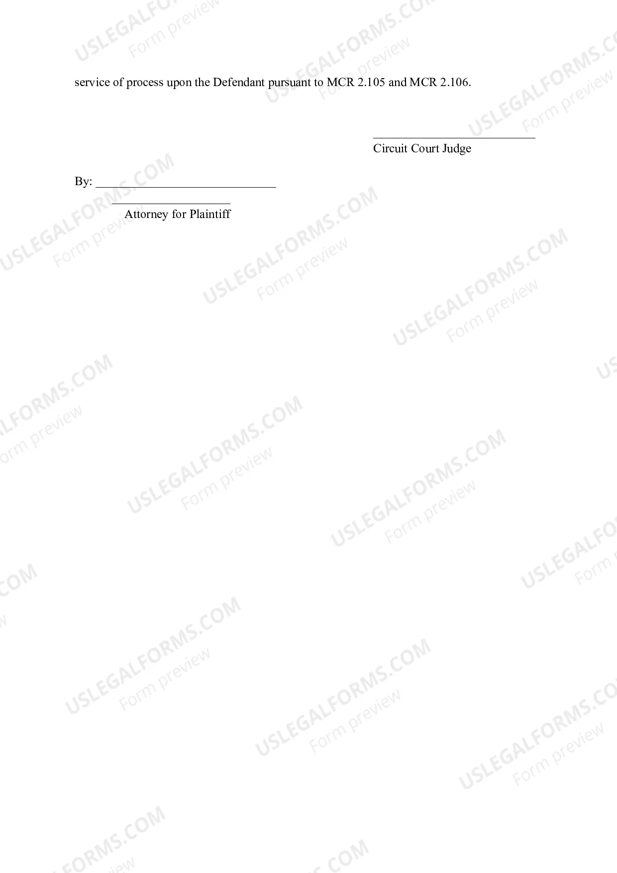 Preview Ex-Parte Order for Alternative Service