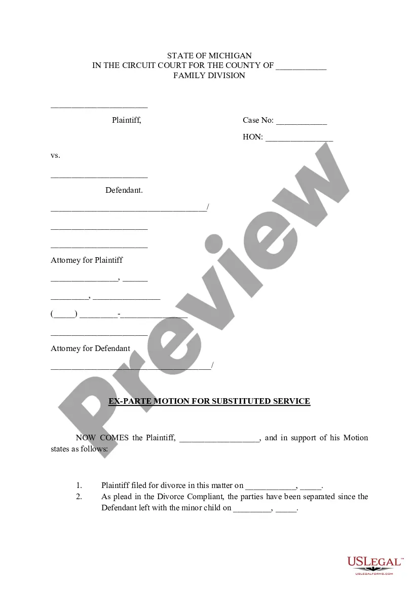 Ex Parte Motion Form For Temporary Custody | US Legal Forms