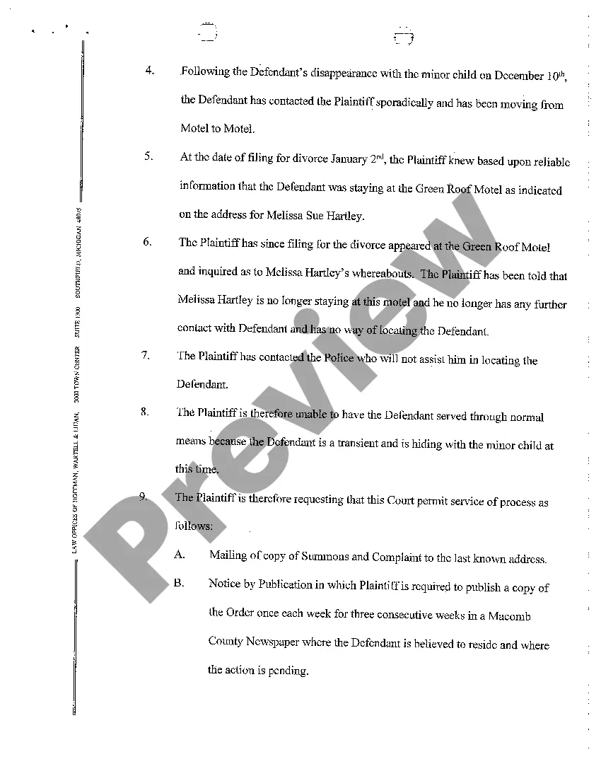 Get A08 Ex Parte Motion for Substituted Service Preview A08 Ex Parte Motion for Substituted Service