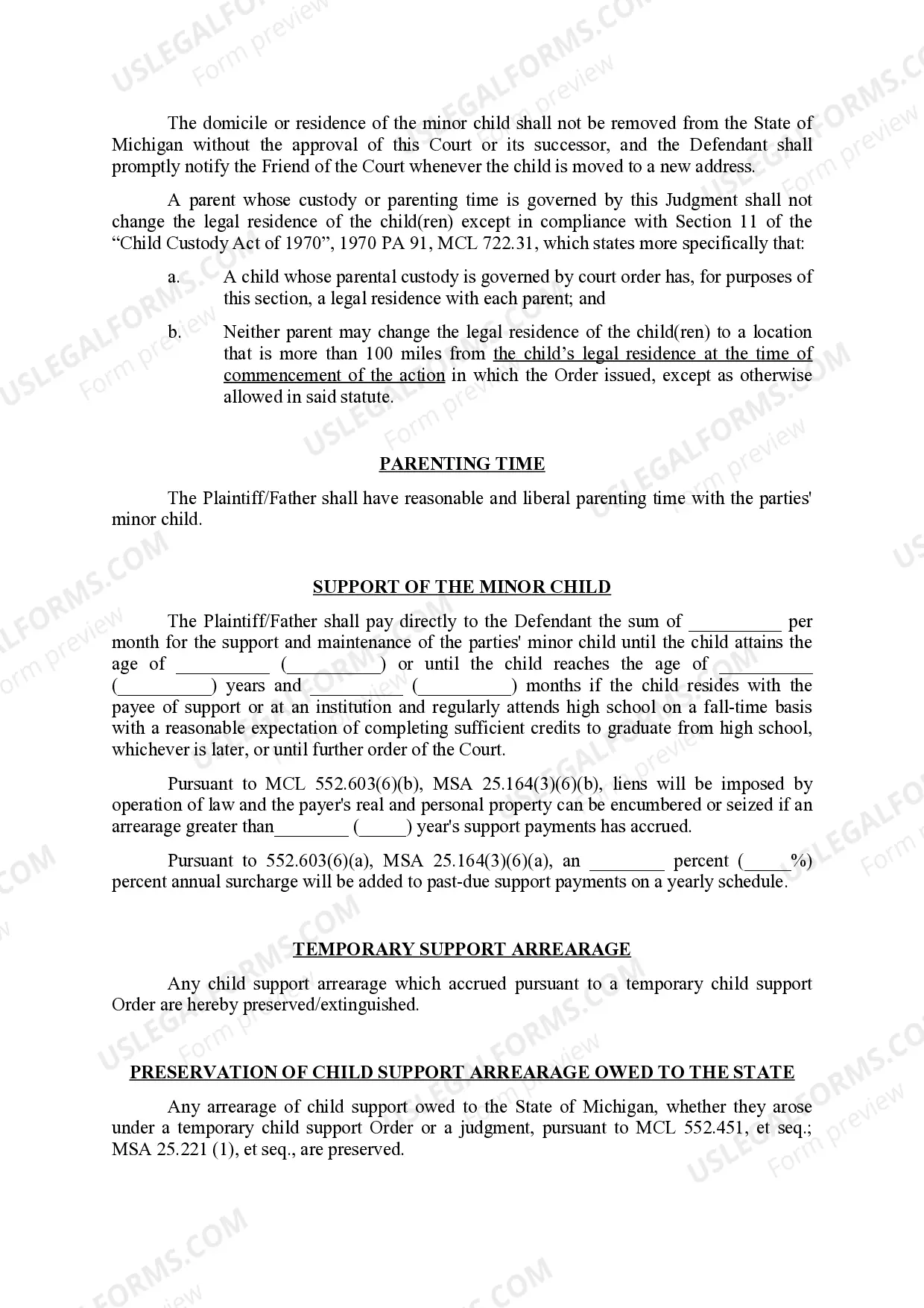 Preview Judgment of Divorce