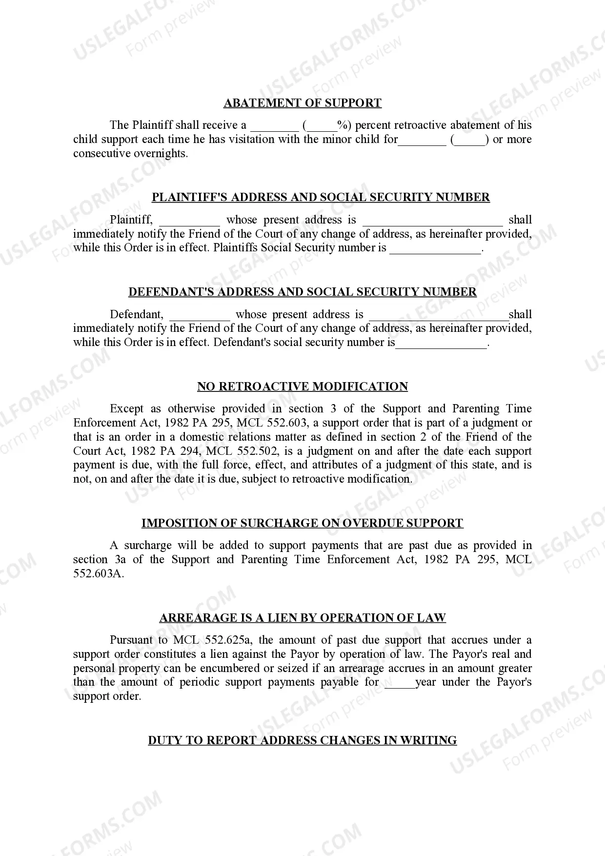 Preview Judgment of Divorce