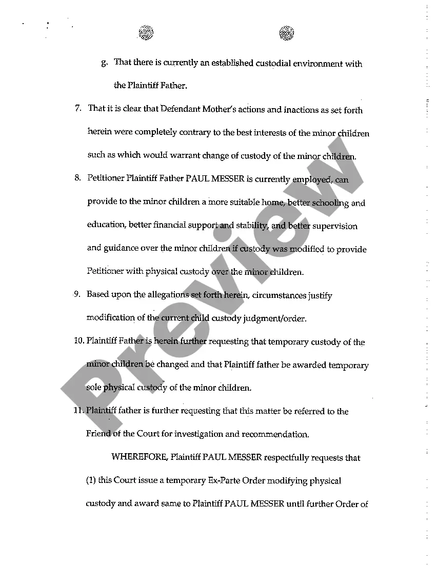 Preview A01 Verified Complaint for Change of Custody