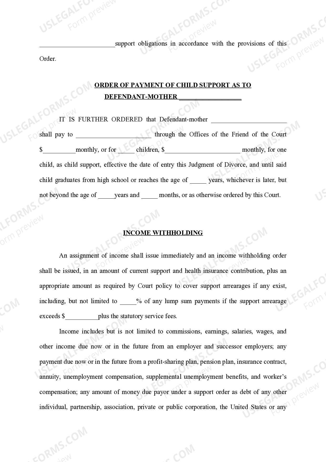 Michigan Order of Temporary Change of Custody, Parenting Time Custody Forms Michigan US