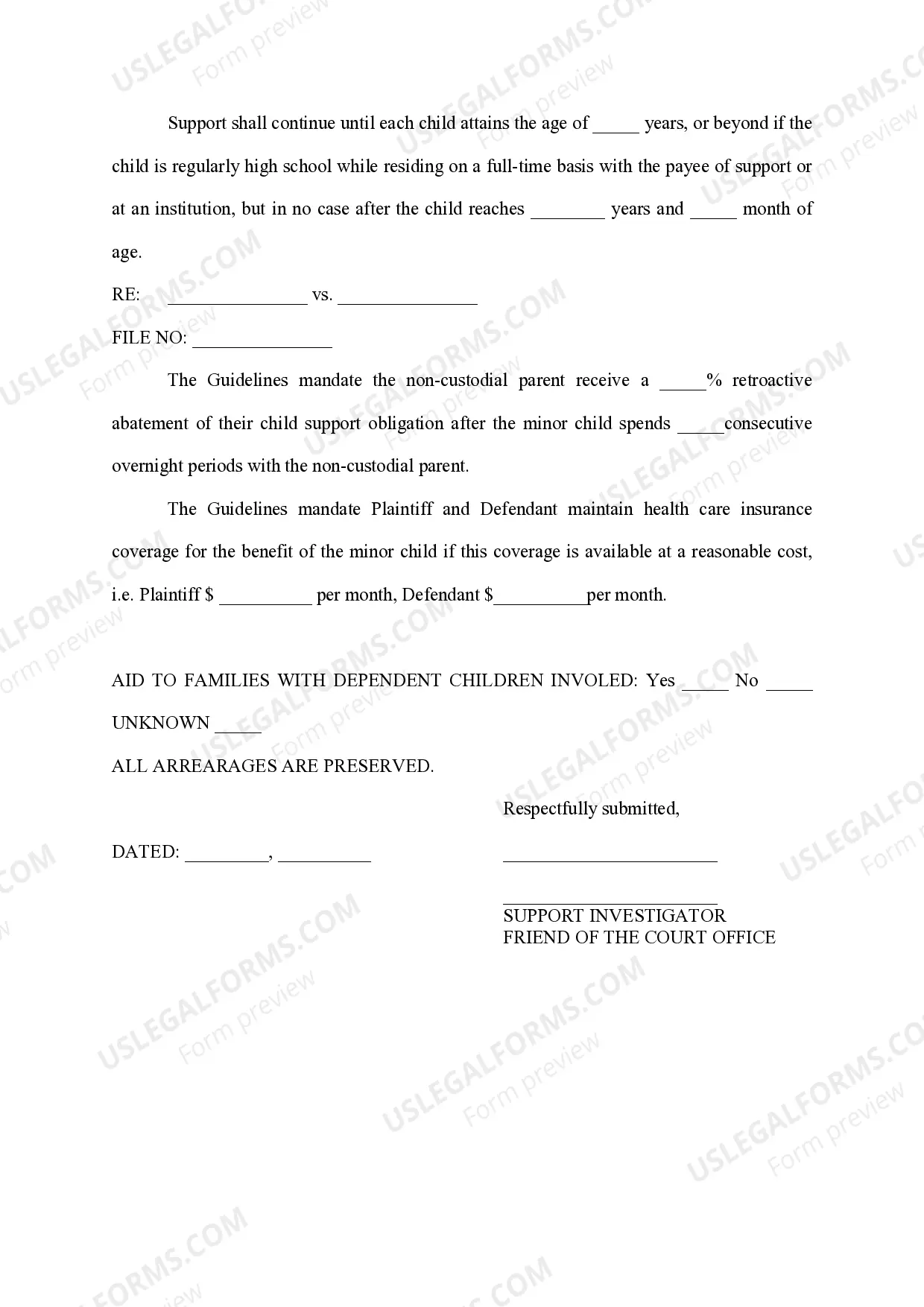 Preview Final Support Recommendation