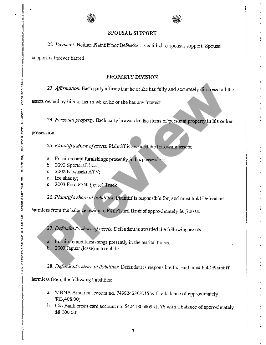 Preview A05 Consent Judgment of Divorce