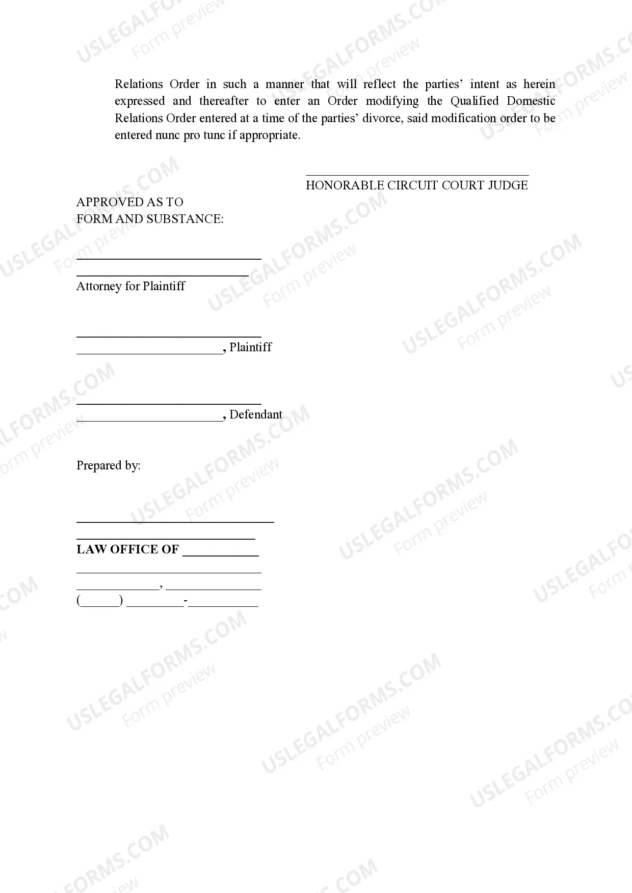 Preview Qualified Domestic Relations Order