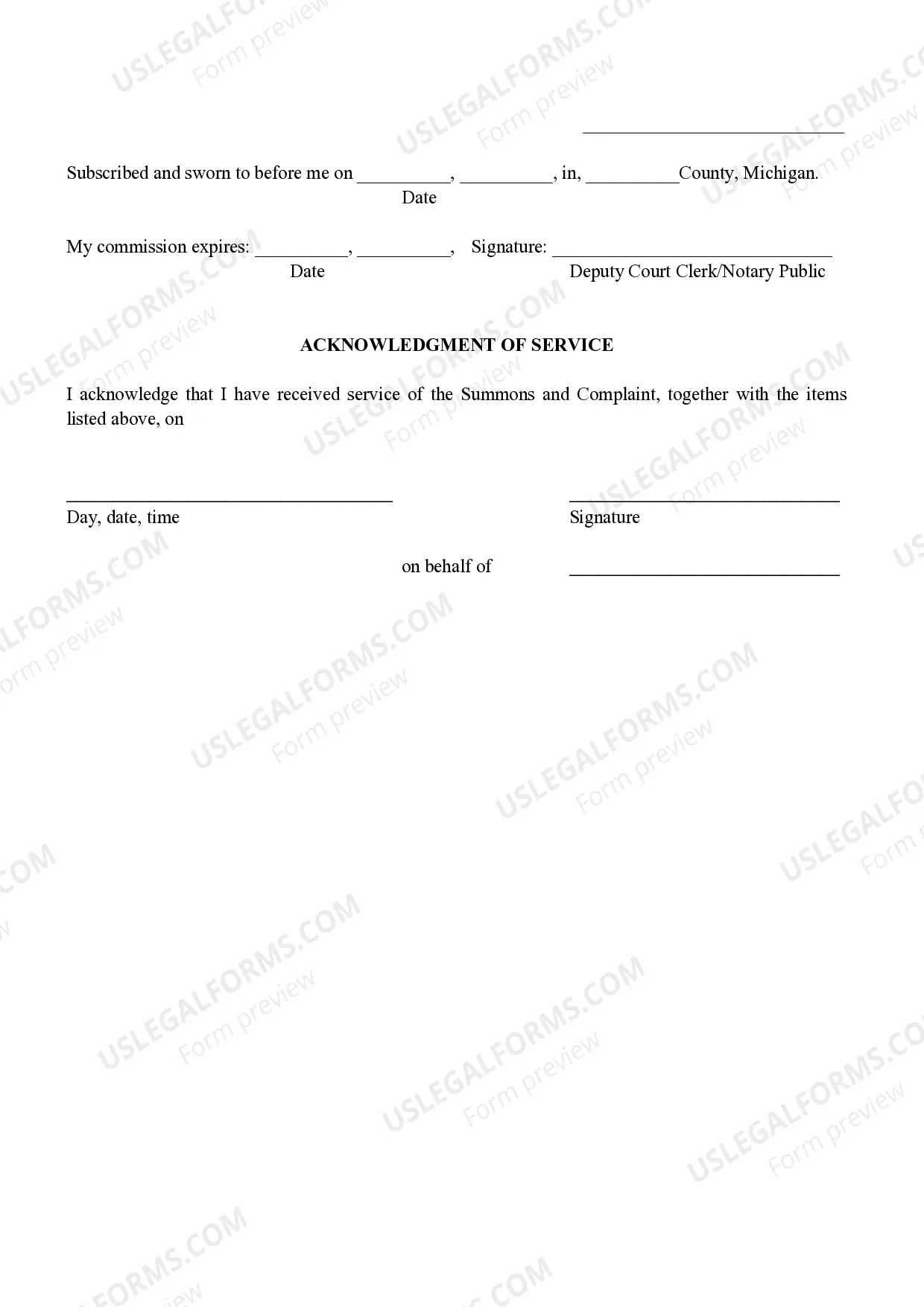 Preview Proof or Return of Service