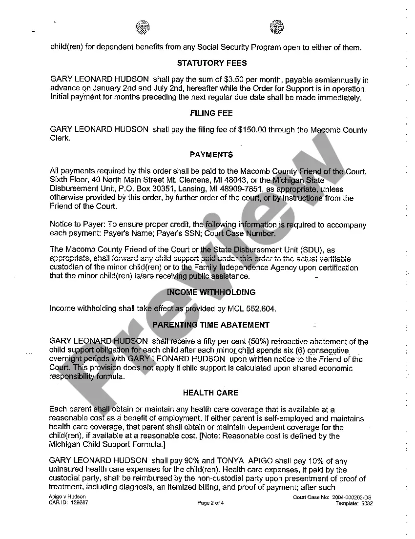 Preview A05 Consent Judgment of Support Final Judgment