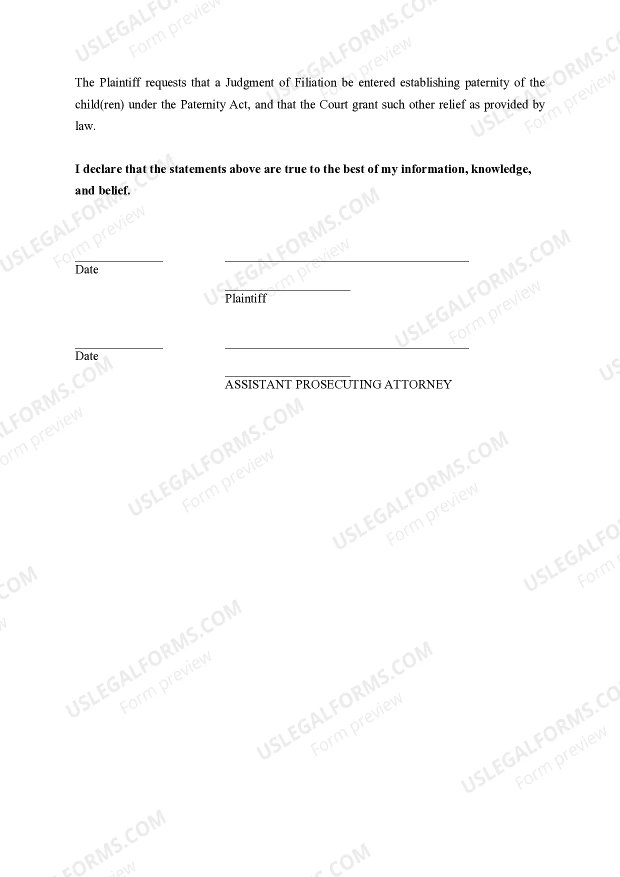 Preview Paternity Complaint