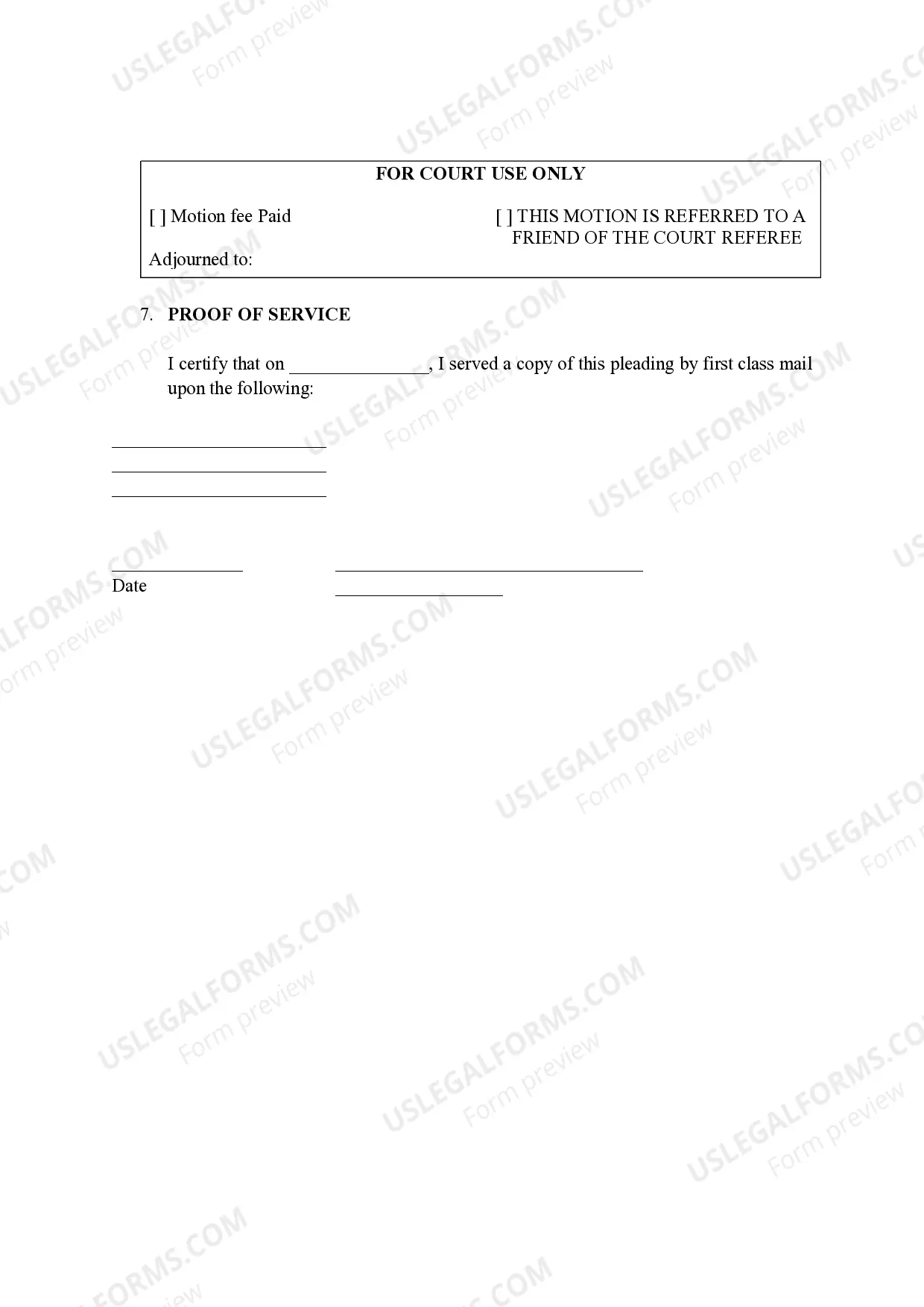 Preview Request Hearing On A Motion, Notice of Hearing, Proof of Service