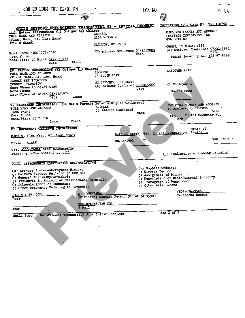 Preview A02 Child Support Enforcement Transmittal