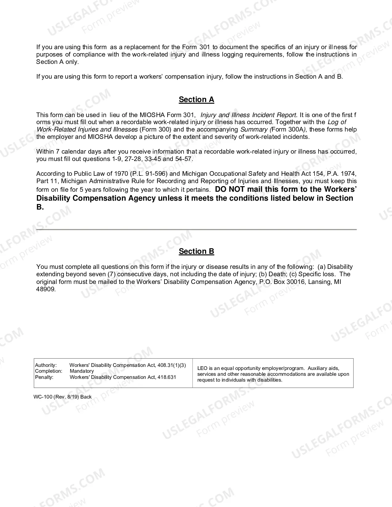 Preview Employers Basic Report of Injury for Workers' Compensation
