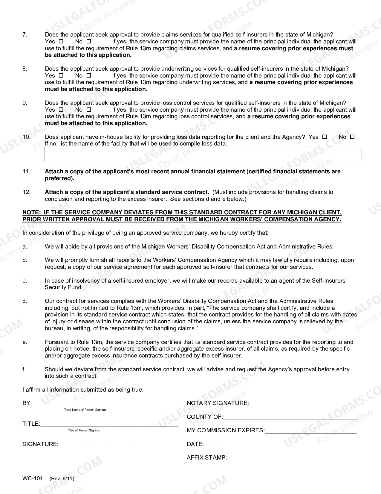 Preview Service Company Application for Workers' Compensation