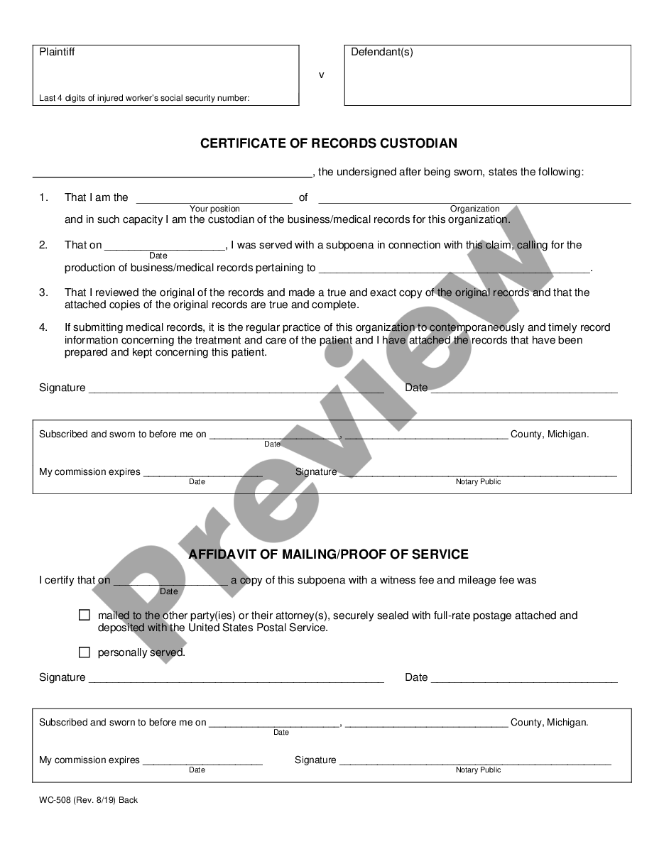 form Subpoena for Workers' Compensation preview
