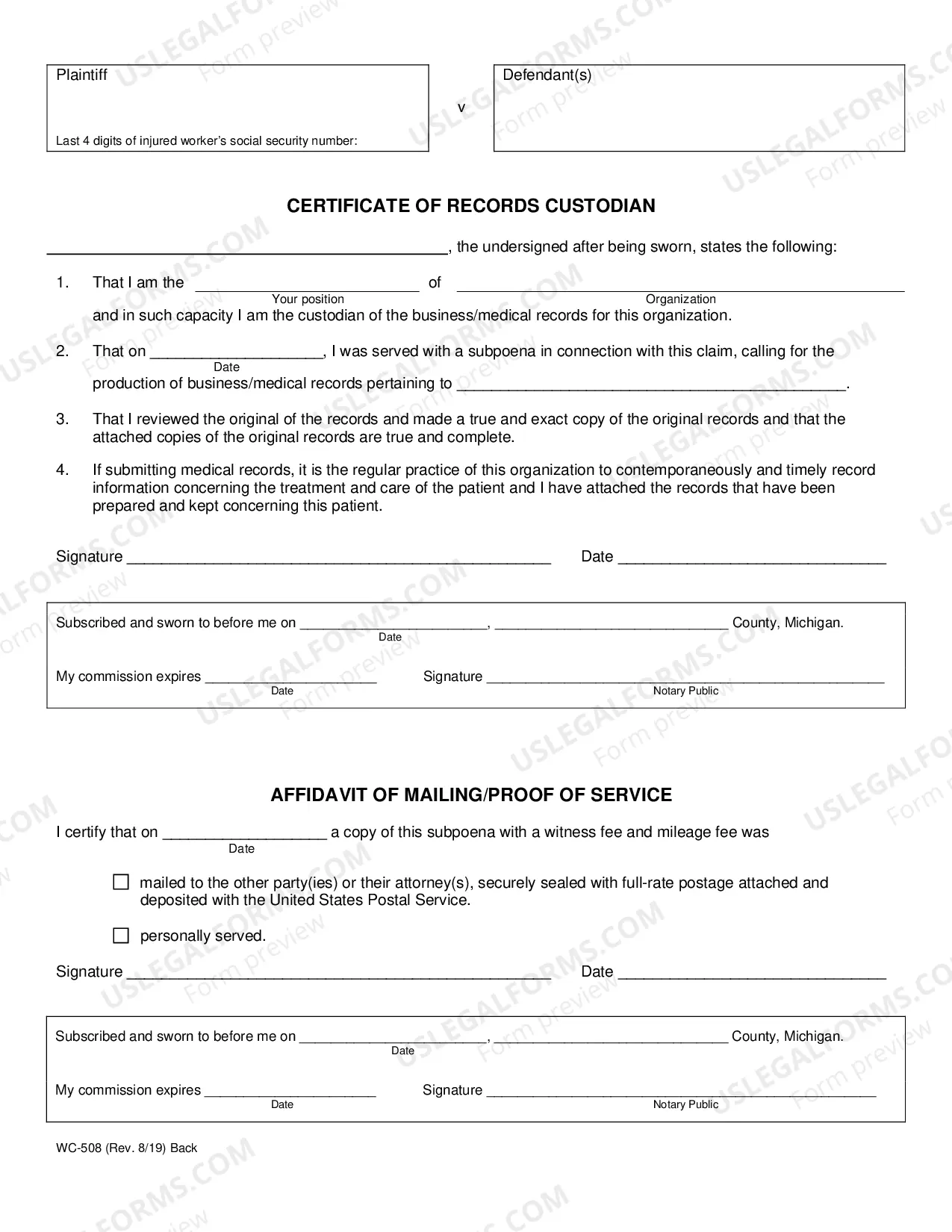 Preview Subpoena for Workers' Compensation