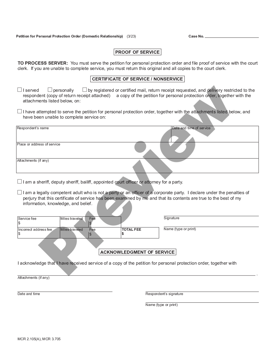page 2 Petition for Personal Protection Order - Domestic Relationship preview