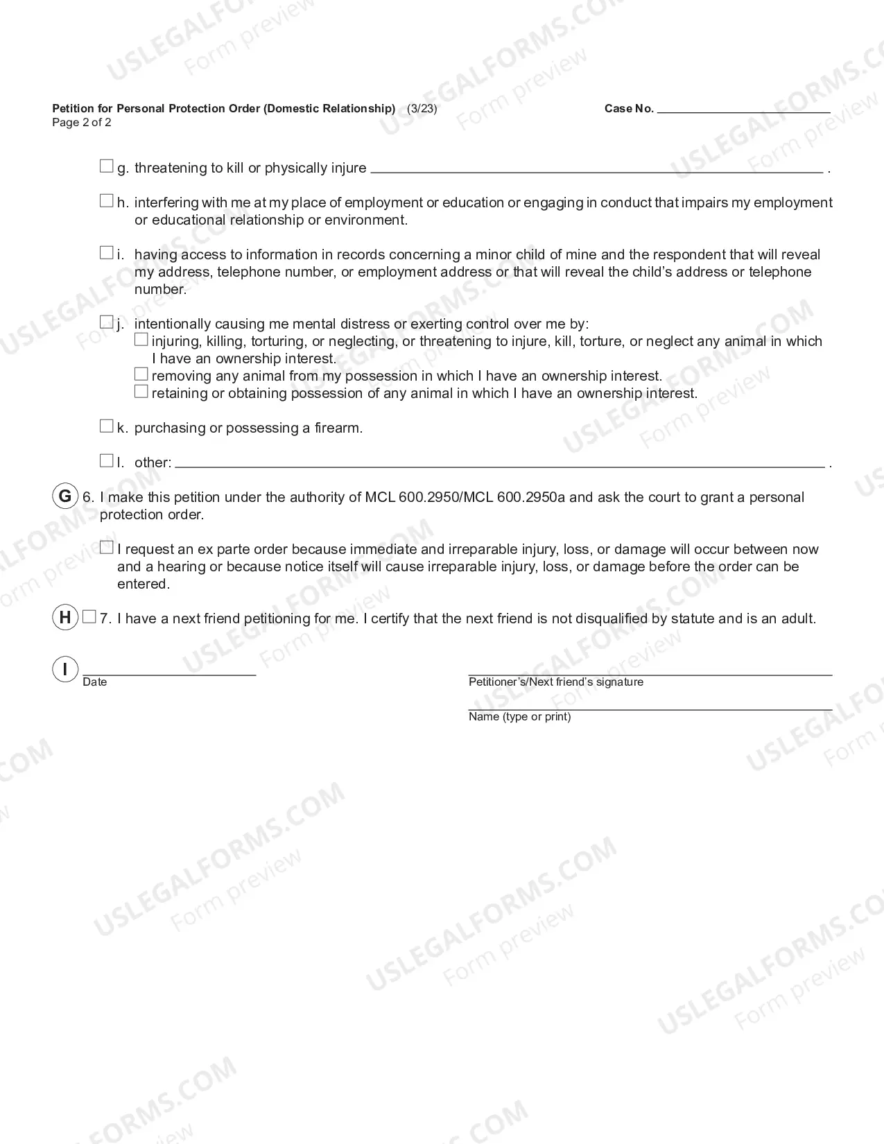 Preview Petition For Personal Protection Order (Domestic Relationship)