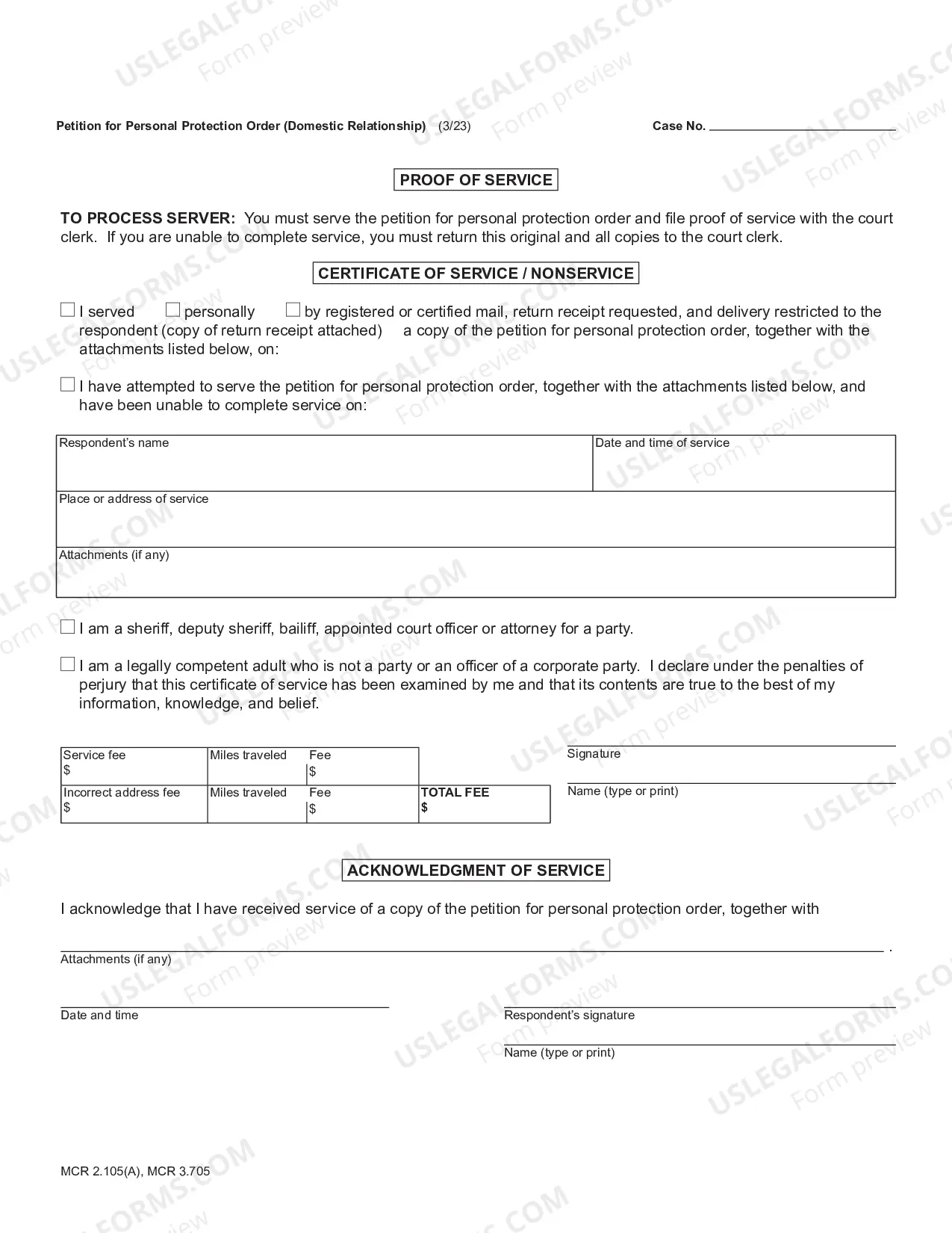 Preview Petition For Personal Protection Order (Domestic Relationship)