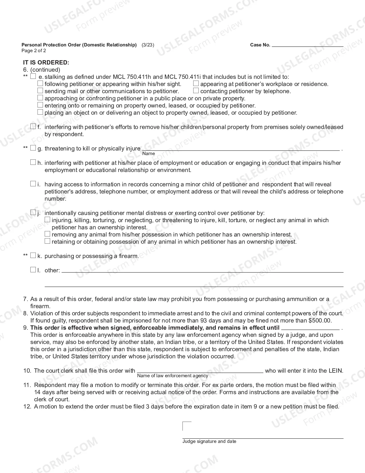 Preview Personal Protection Order (Domestic Relationship)