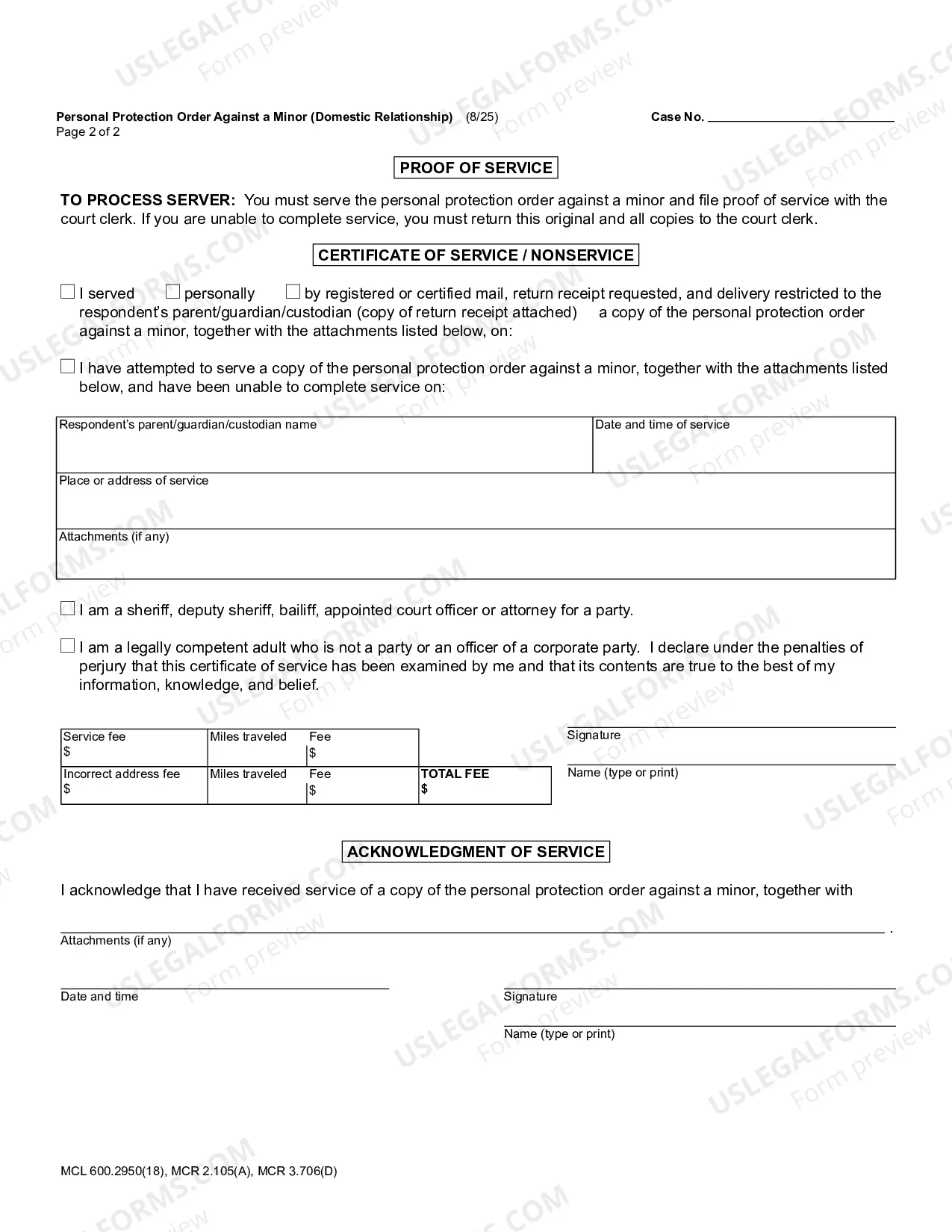 Preview Personal Protection Order Against A Minor (Domestic Relationship) (Ex Parte) - Page 1