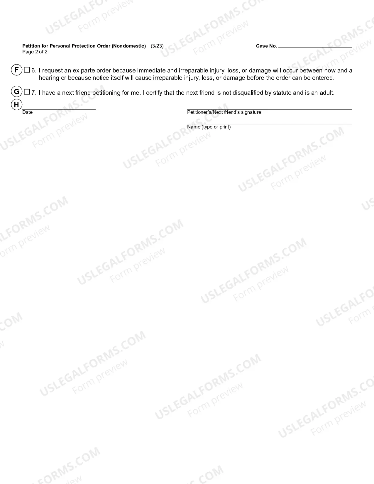 Preview Petition For Personal Protection Order (Non Domestic)