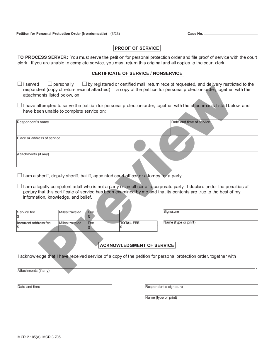 page 2 Petition for Personal Protection Order - Non Domestic preview