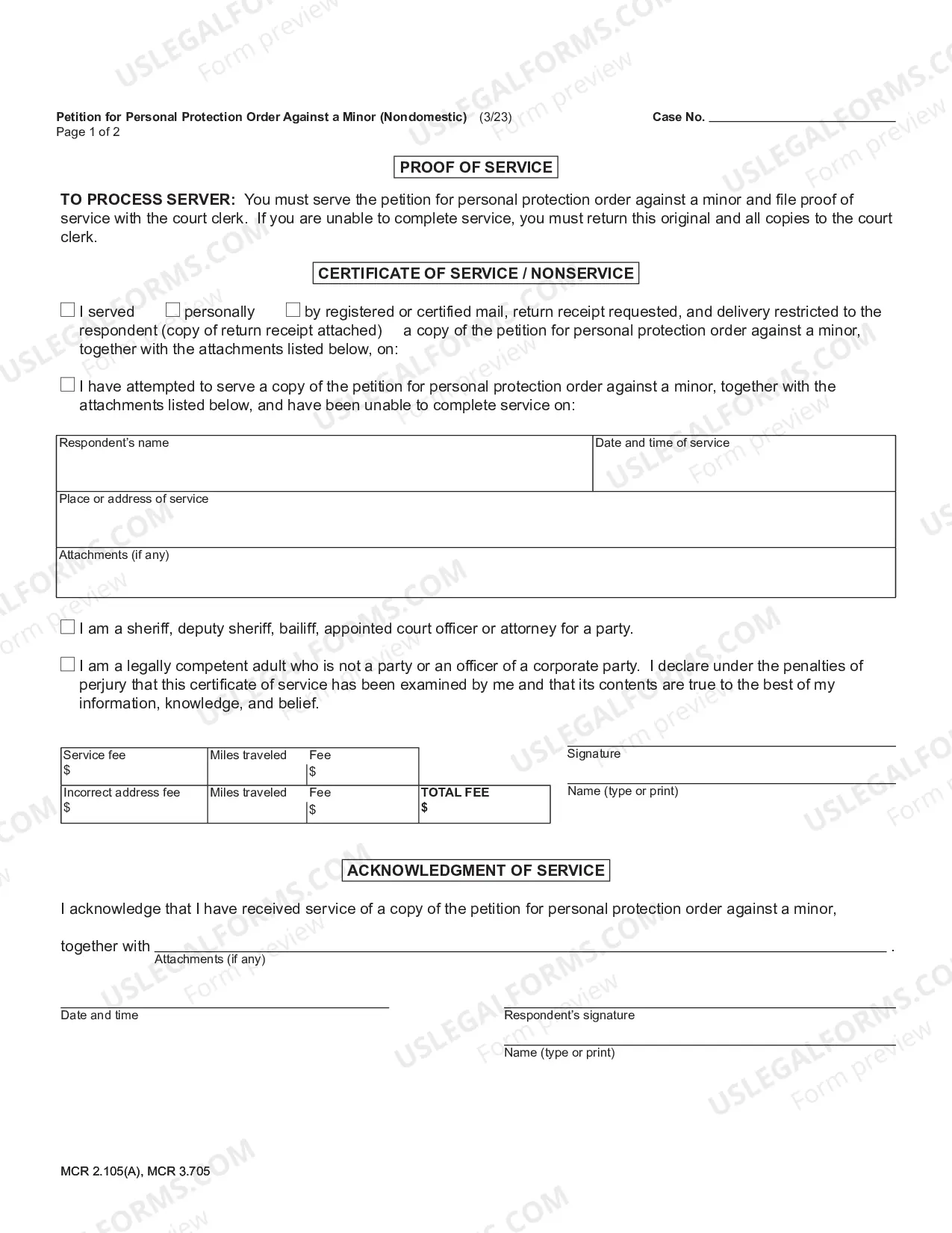 Preview Petition for Personal Protection Order Against a Minor - Non Domestic