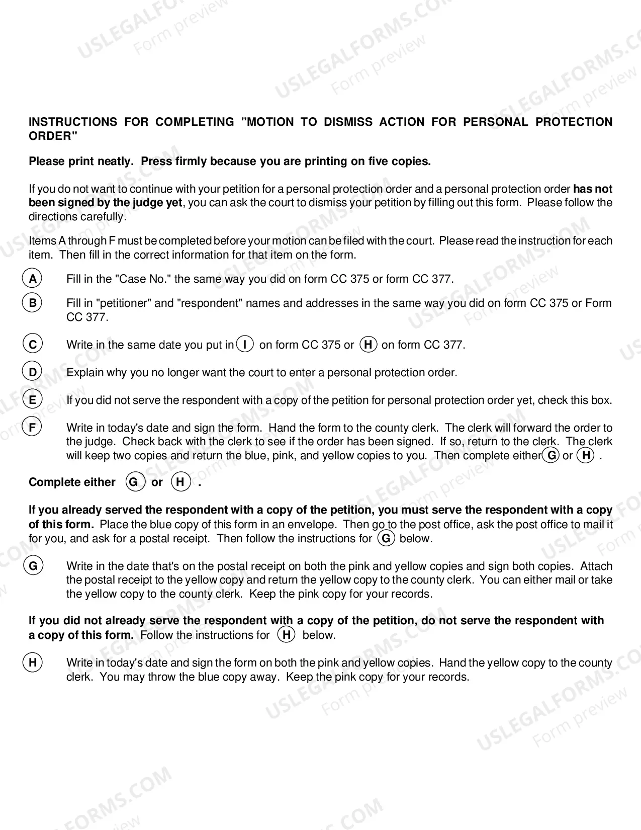 Preview Motion And Order To Dismiss Action For Personal Protection Order