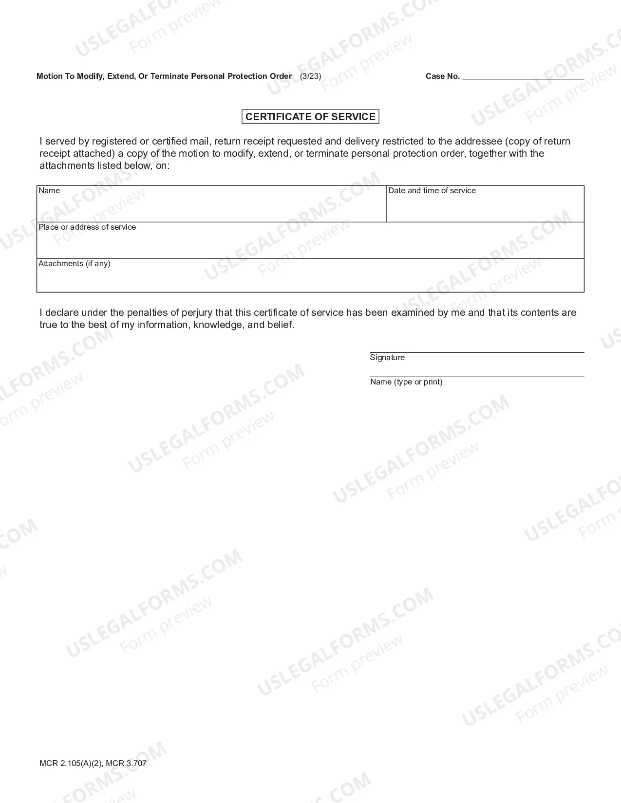 Preview Motion To Modify Extend Or Terminate Personal Protection Order