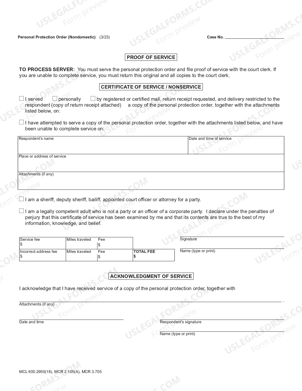 Preview Personal Protection Order Against Stalking (Non Domestic Relationship)