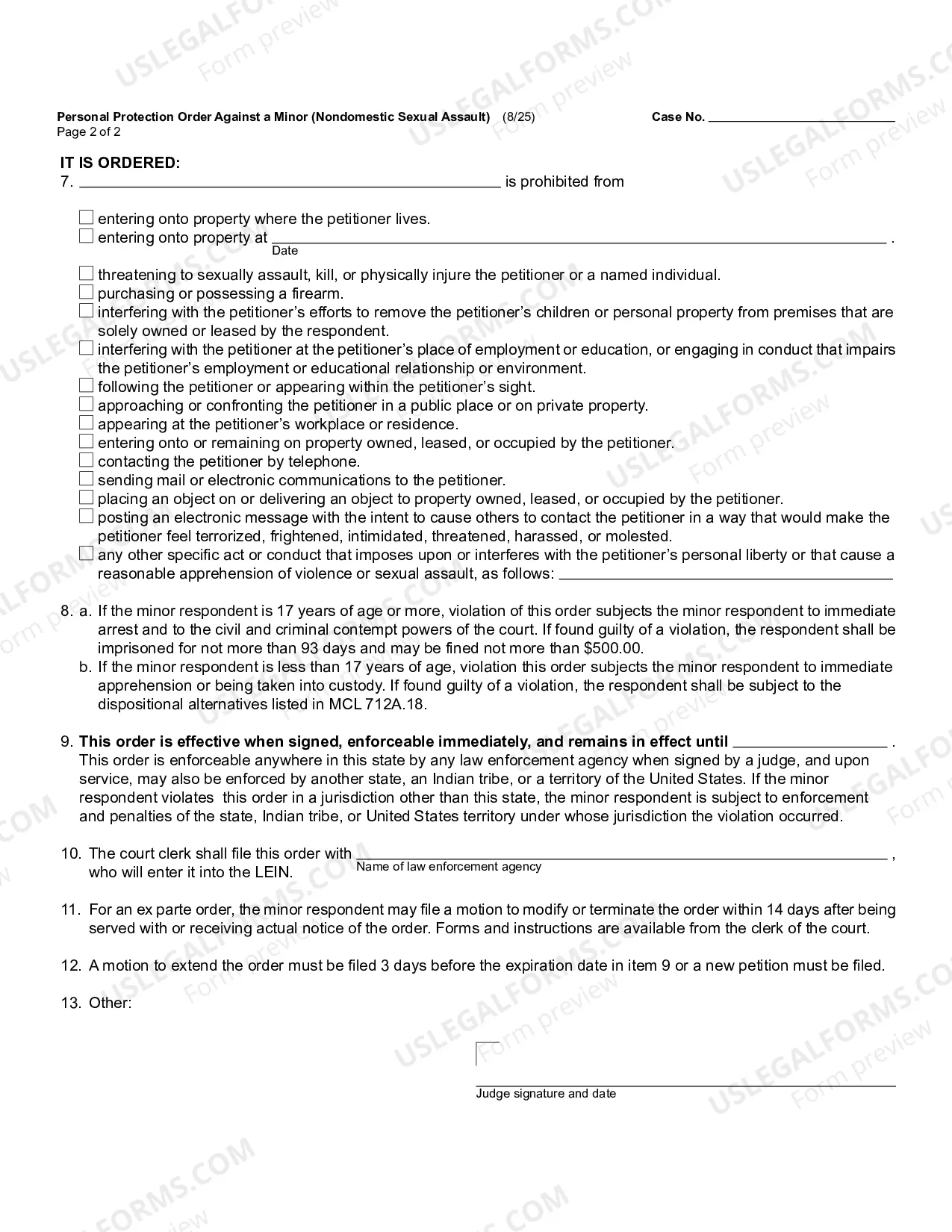 Preview Personal Protection Order Against A Minor