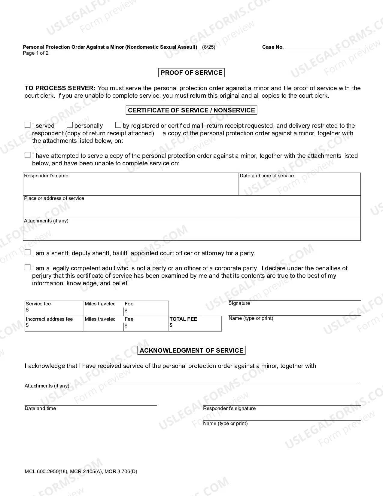 Preview Personal Protection Order Against A Minor