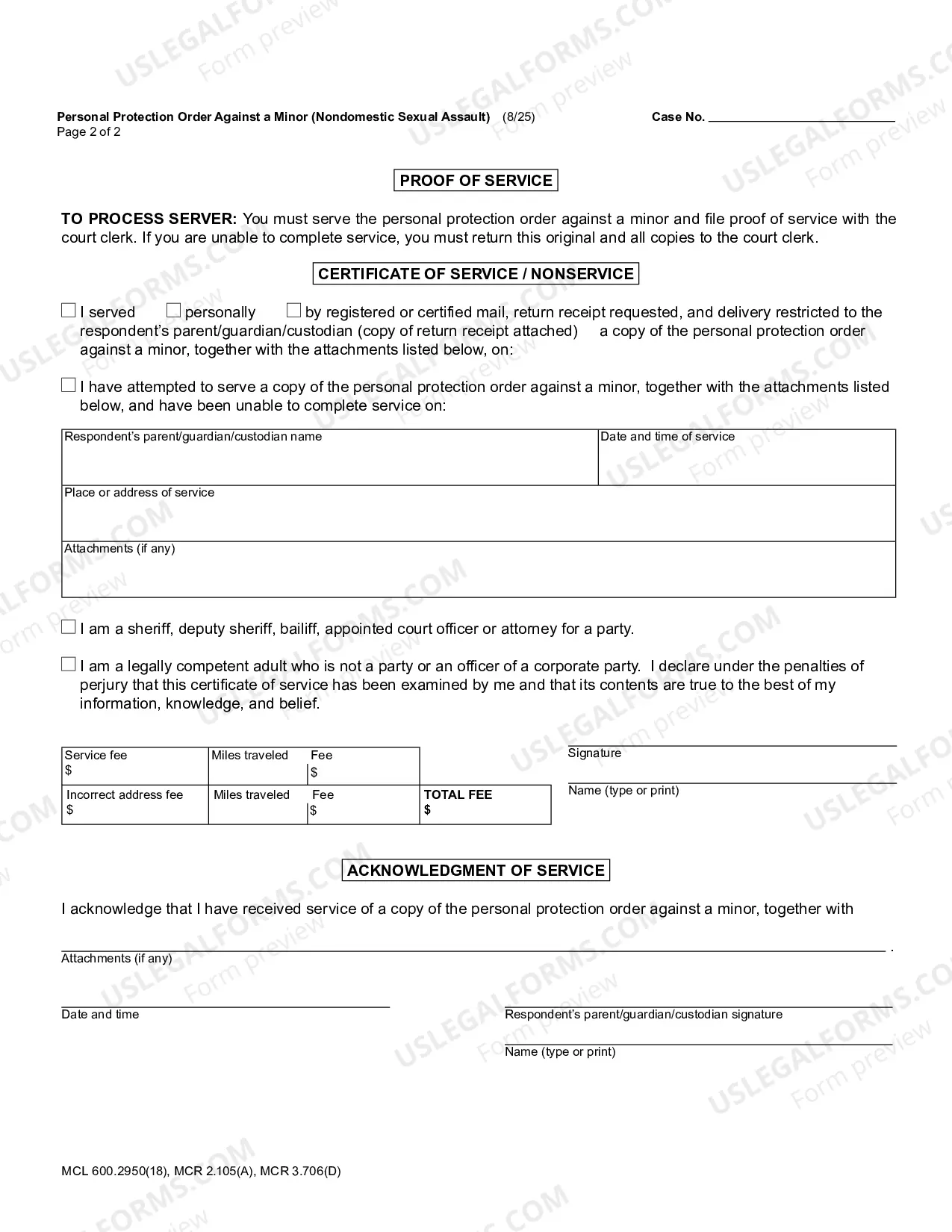 Preview Personal Protection Order Against A Minor