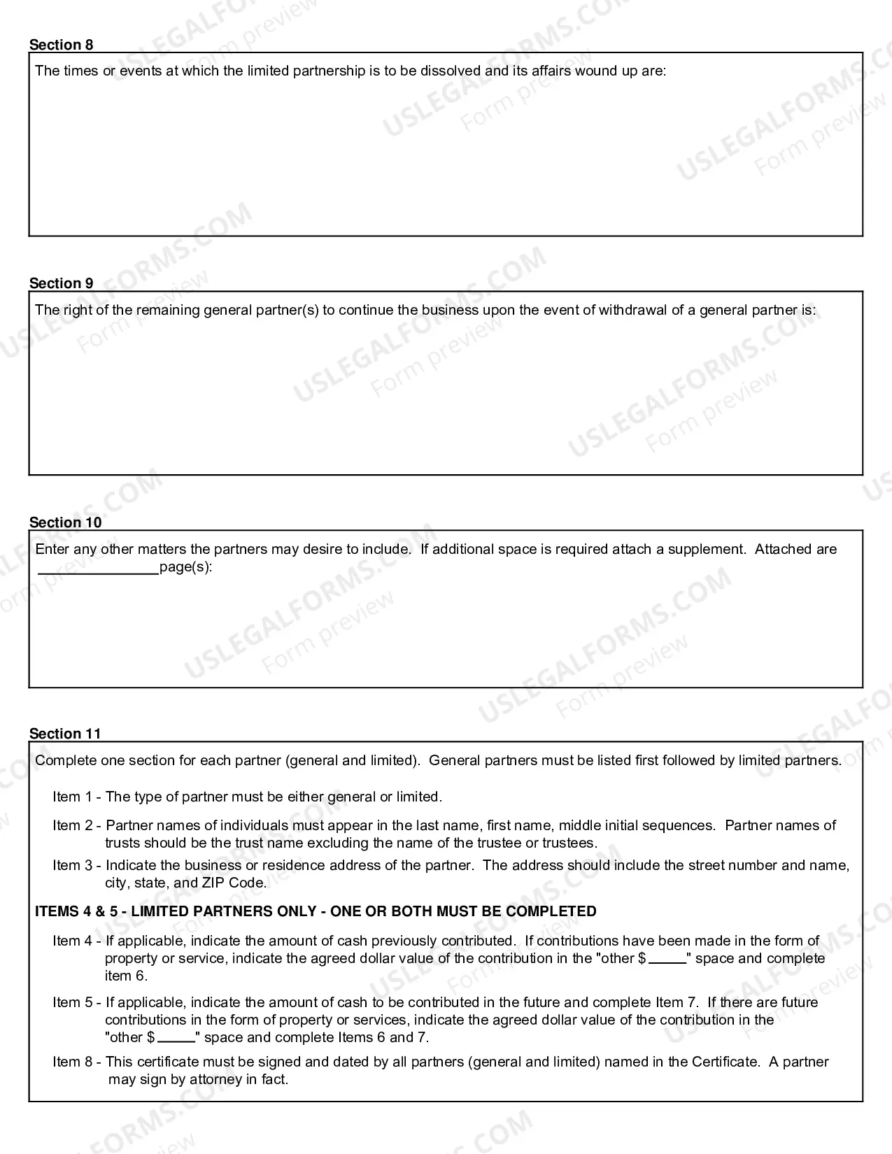 Preview Certificate of Limited Partnership