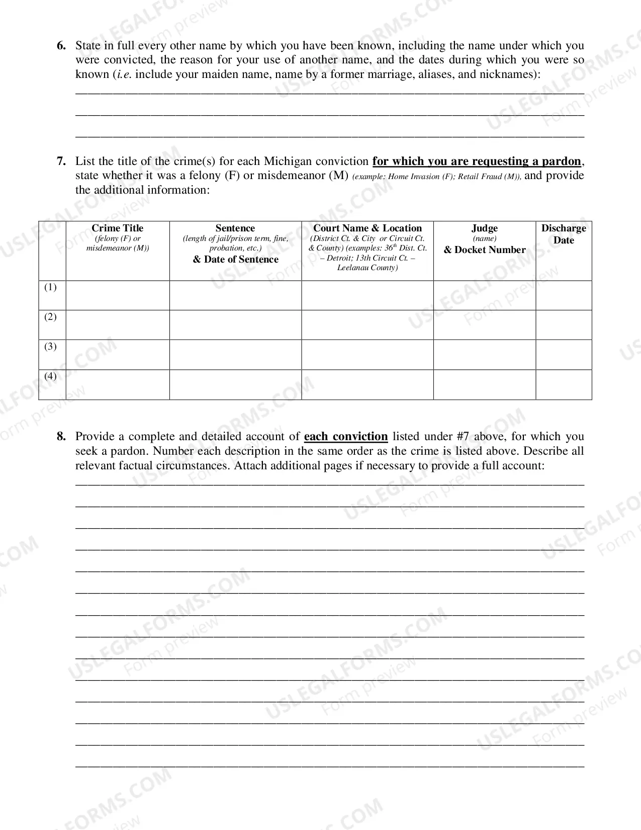 Preview Application for Pardon after Probation, Parole or Discharge