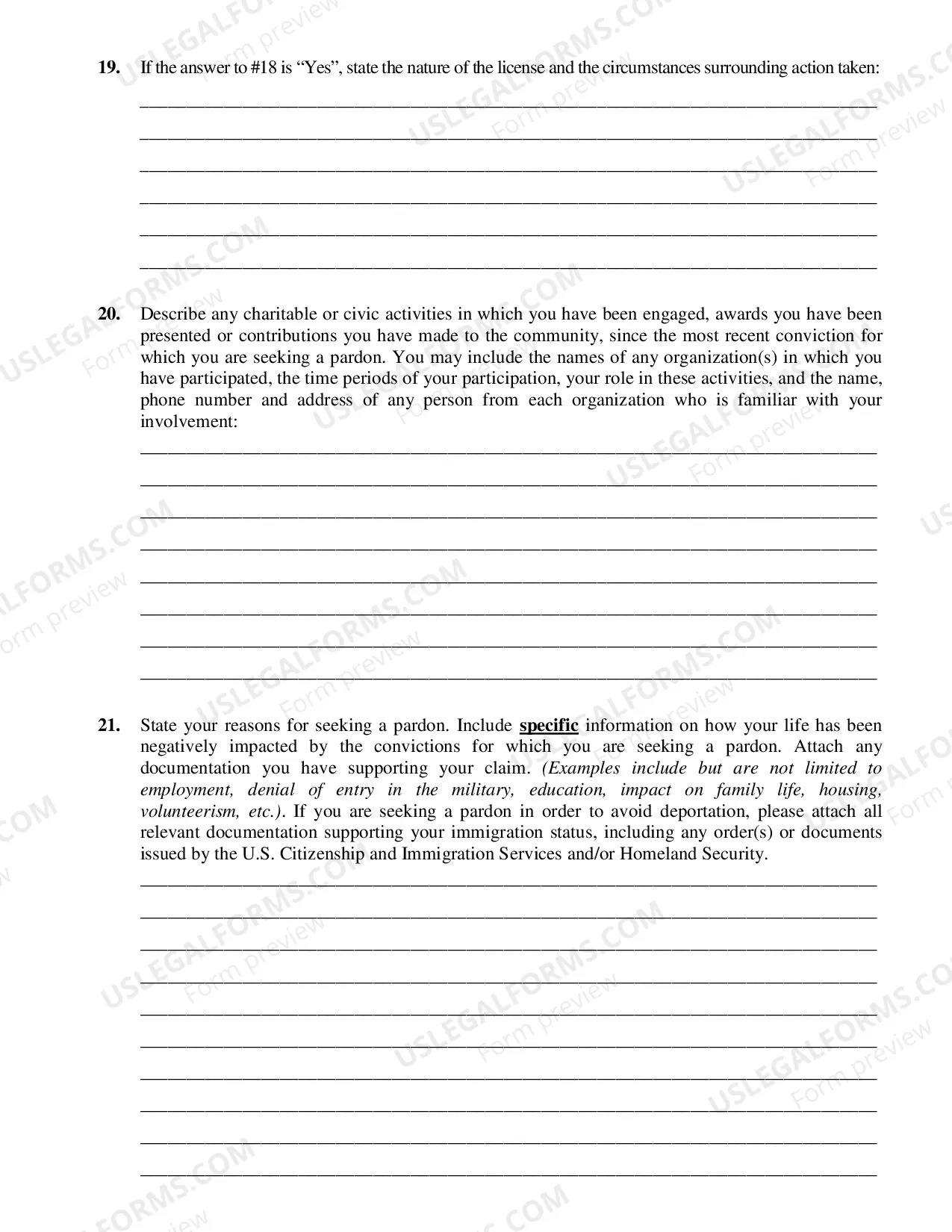 Preview Application for Pardon after Probation, Parole or Discharge