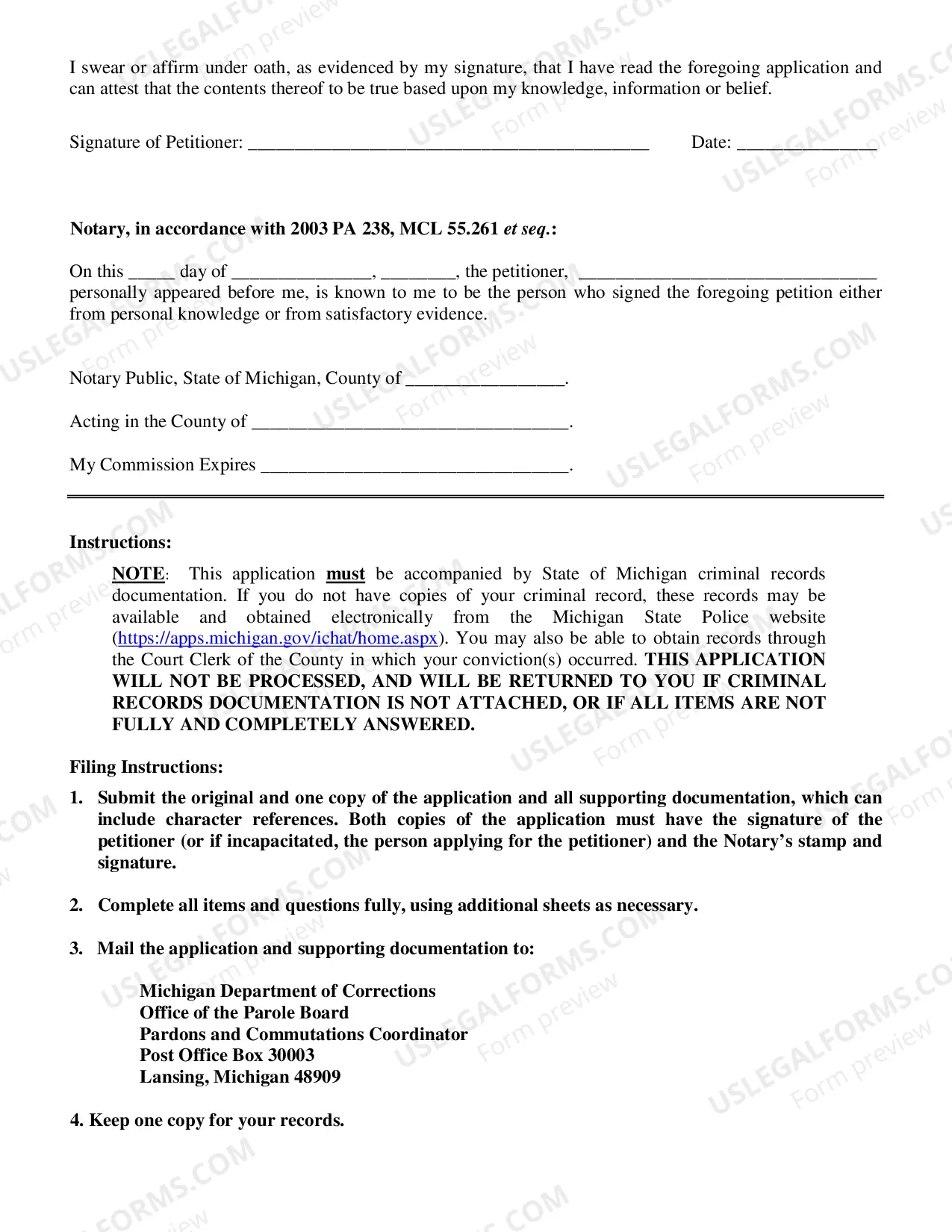 Preview Application for Pardon after Probation, Parole or Discharge