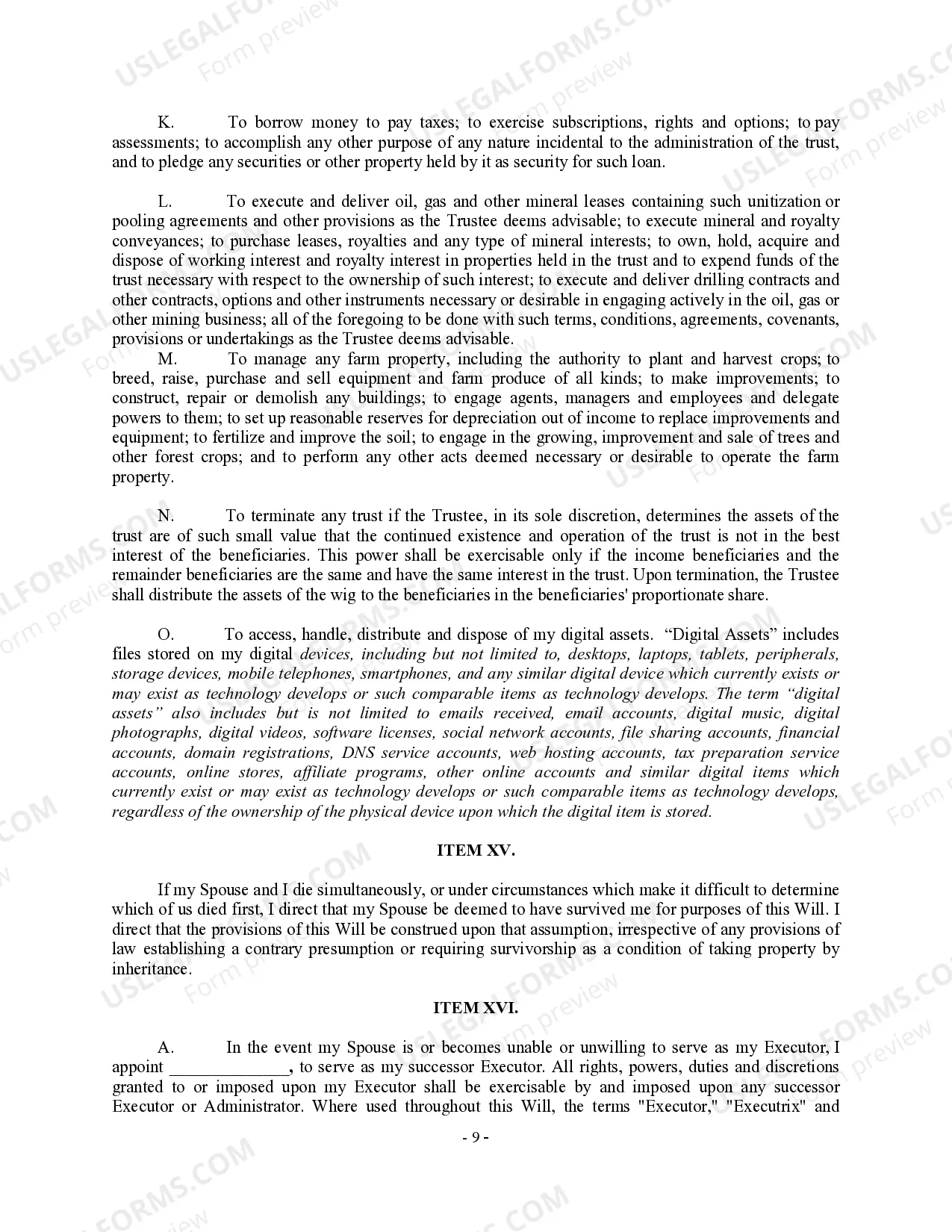 Preview Complex Will with Credit Shelter Marital Trust for Large Estates