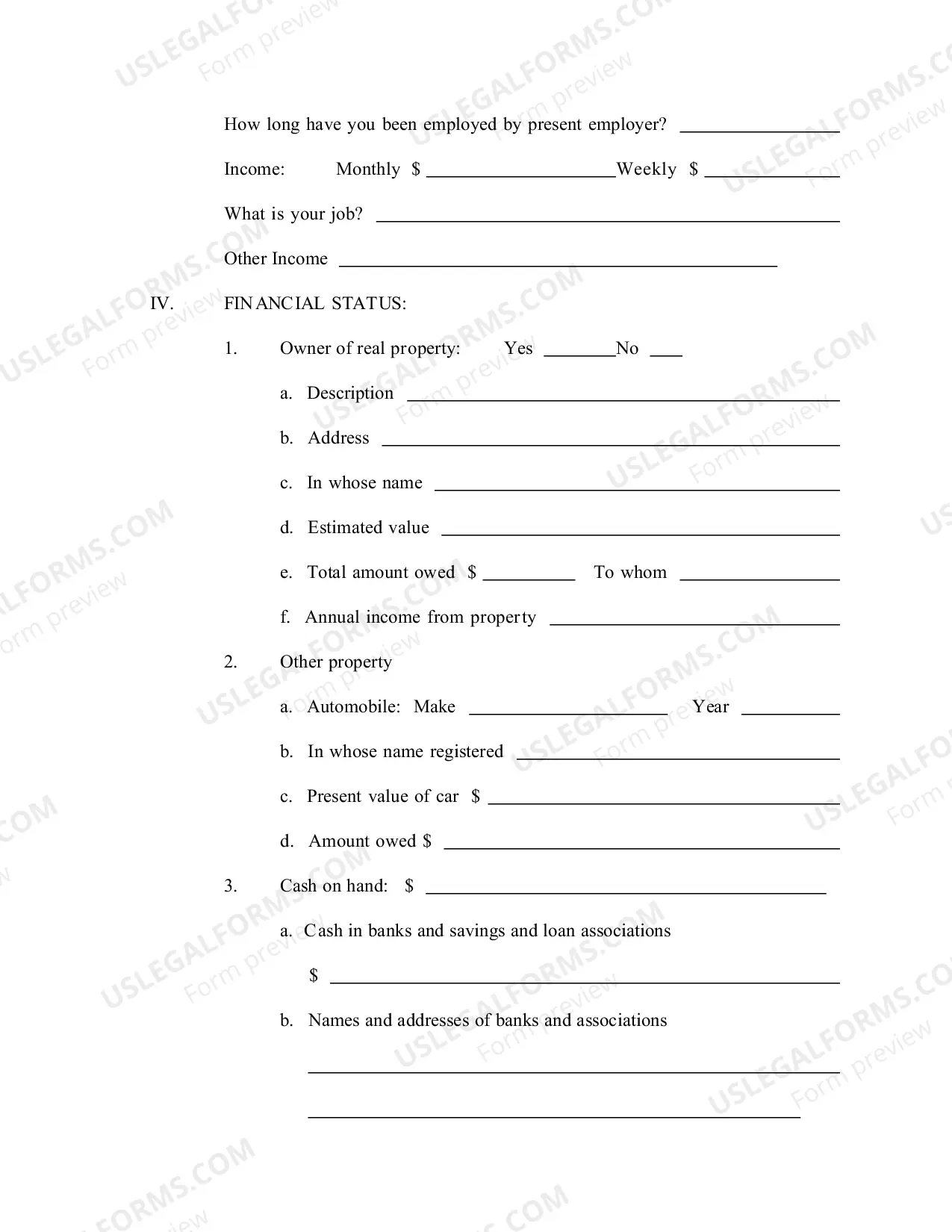 Preview Affidavit of Financial Status