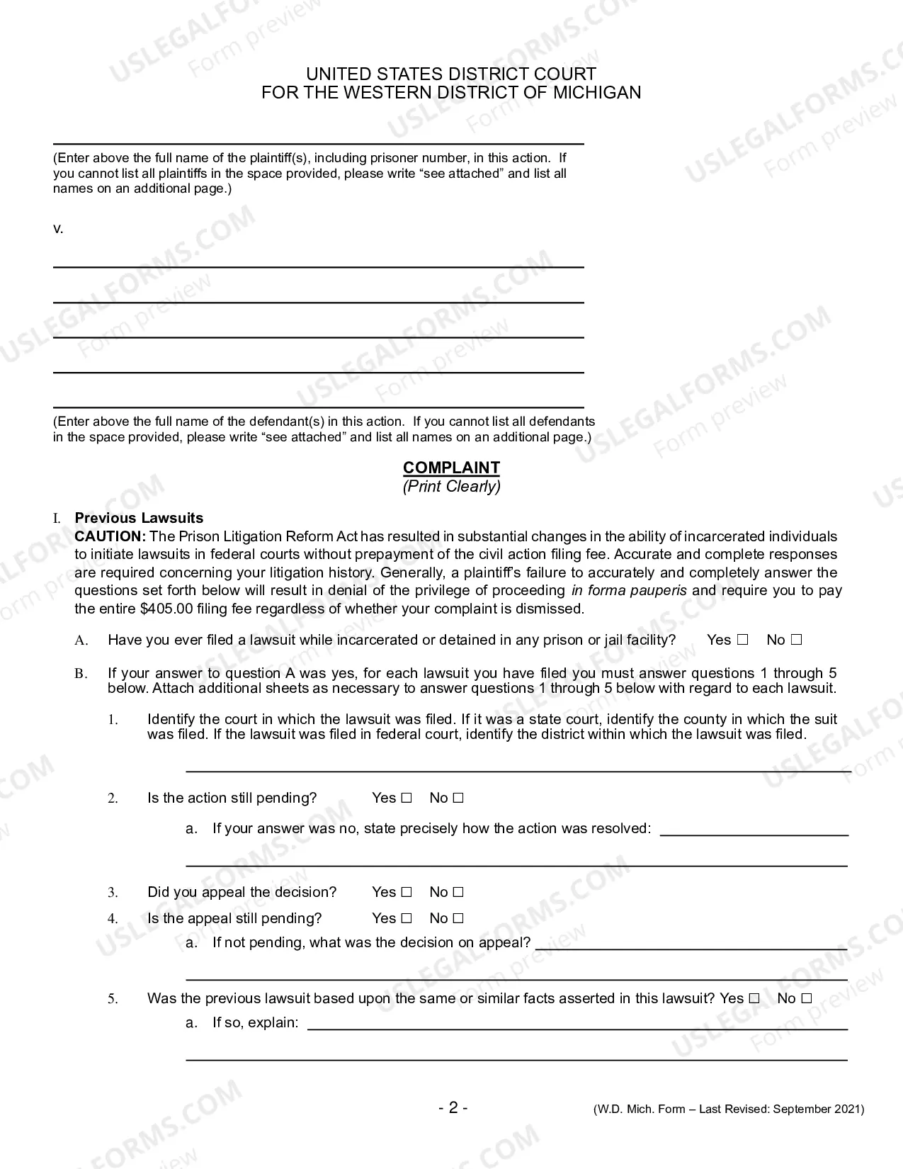 Preview Complaint (Prisoner Civil Rights)