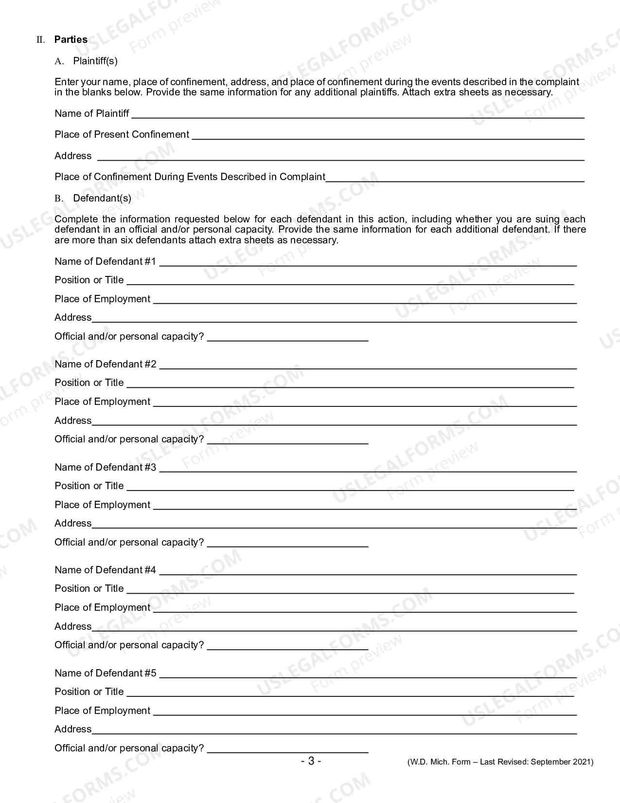 Preview Complaint (Prisoner Civil Rights)