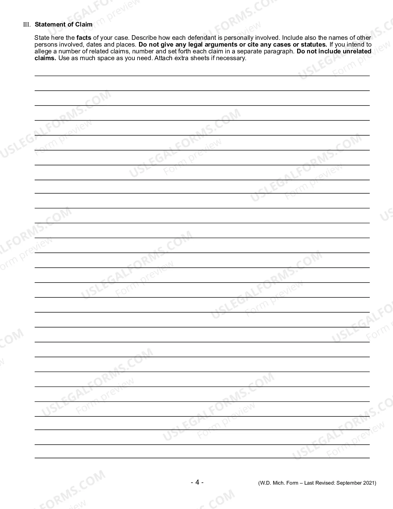 Preview Complaint (Prisoner Civil Rights)
