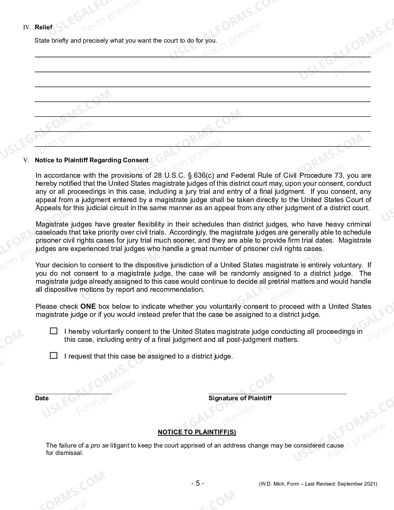 Preview Complaint (Prisoner Civil Rights)