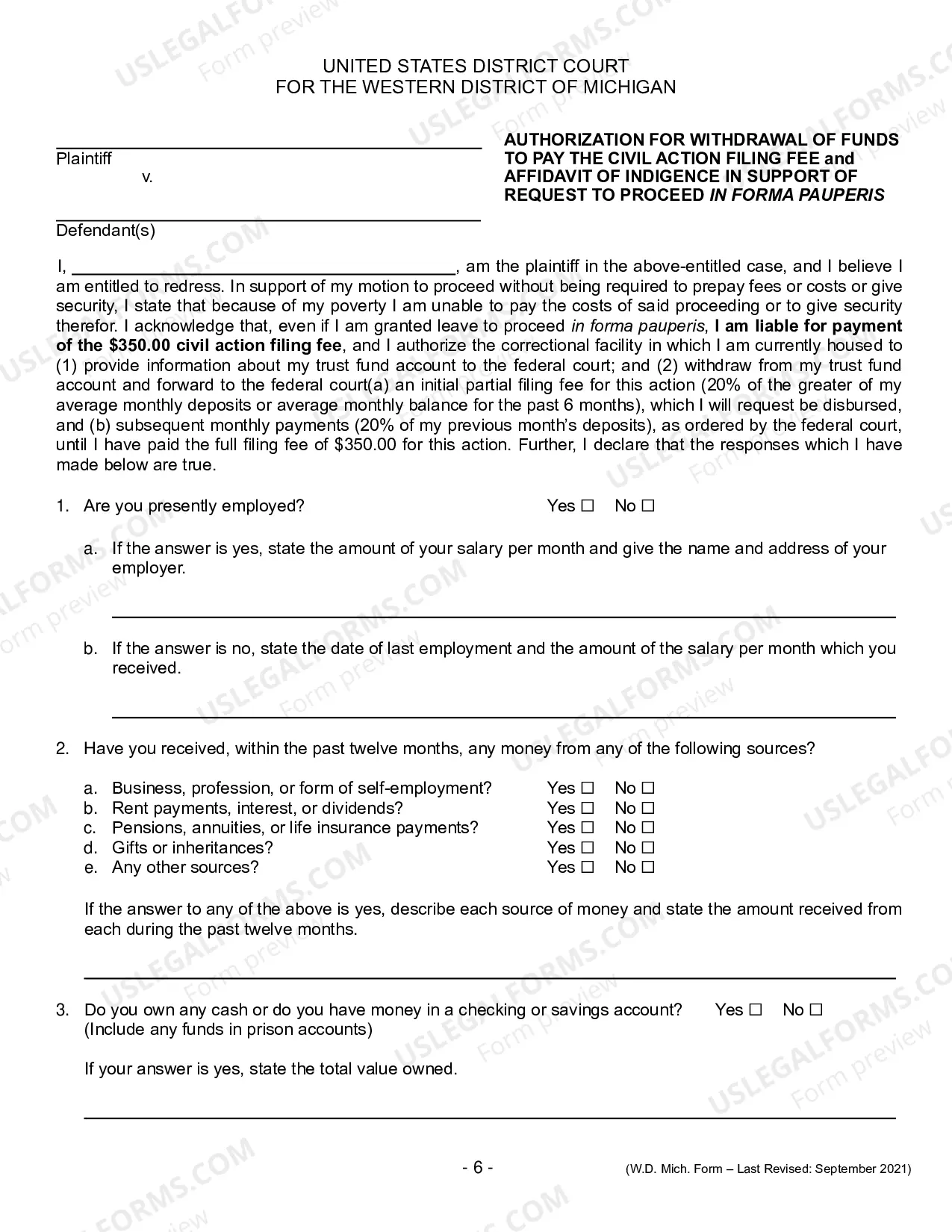 Preview Complaint (Prisoner Civil Rights)