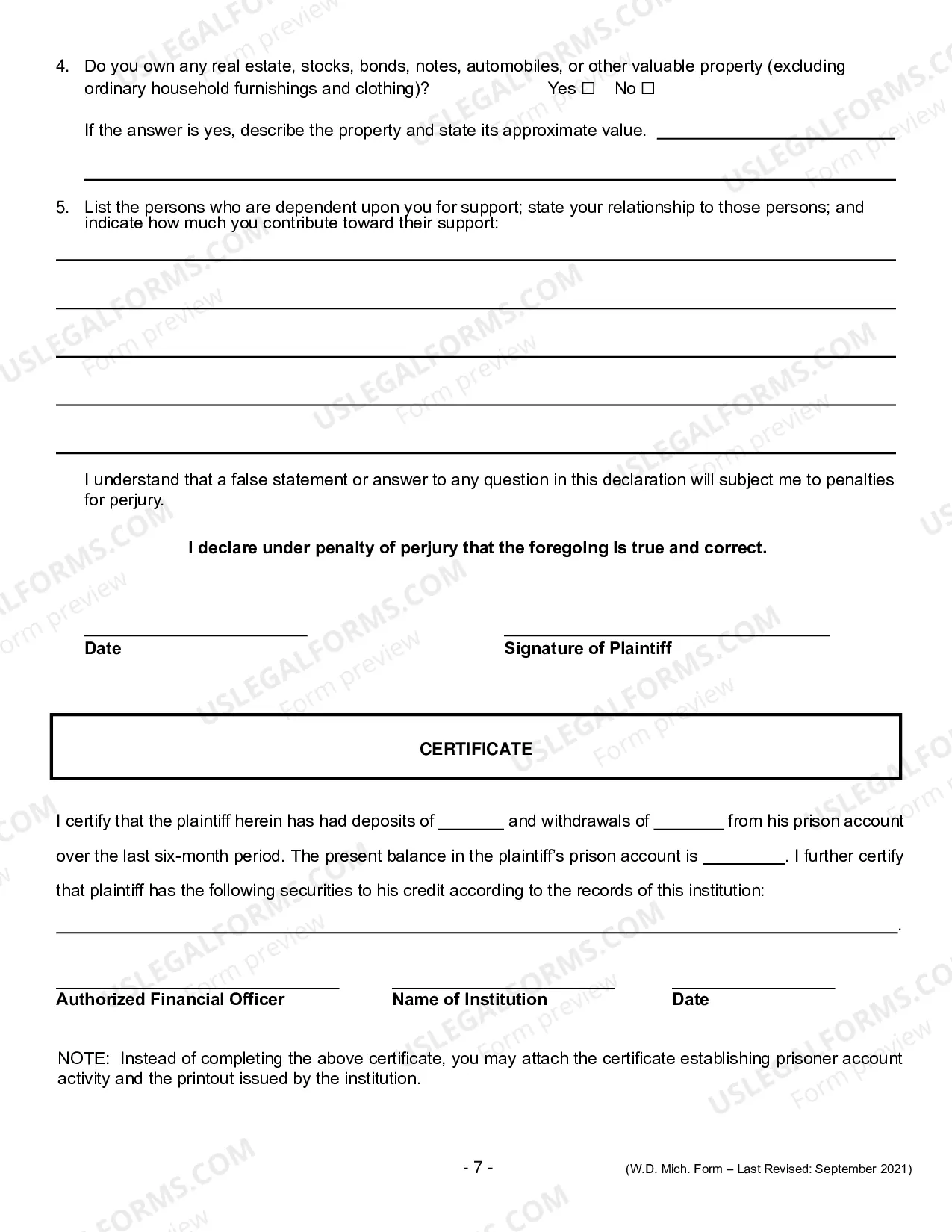 Preview Complaint (Prisoner Civil Rights)