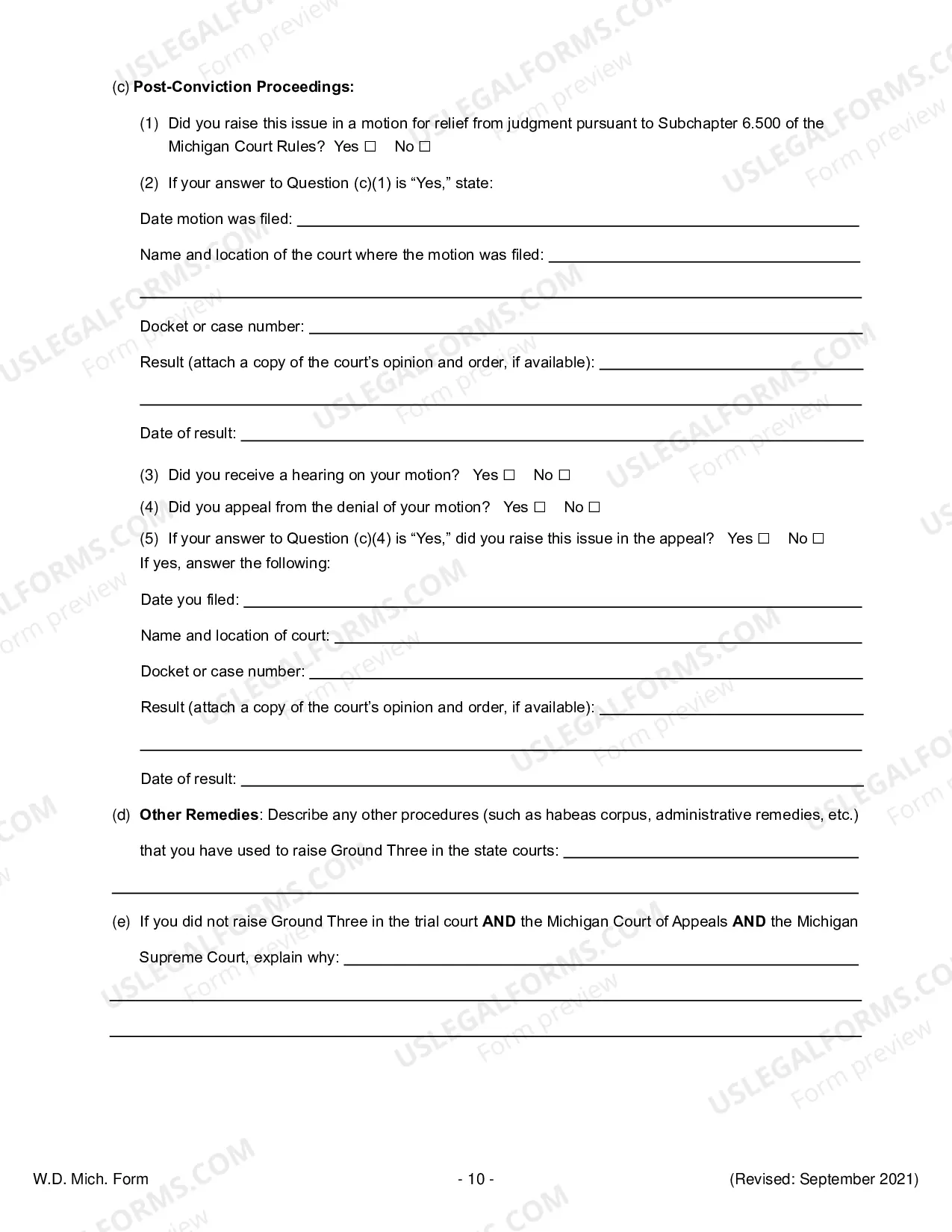 Preview Petition For Relief From A Conviction Or Sentence (28 USC 2254)