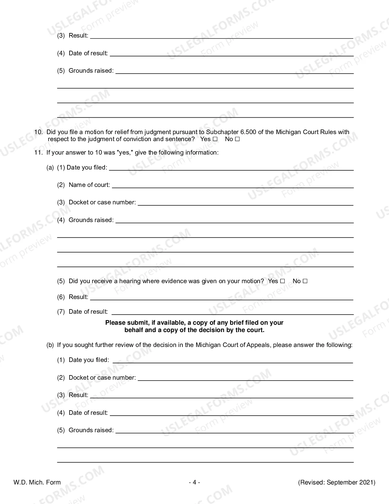 Preview Petition For Relief From A Conviction Or Sentence (28 USC 2254)